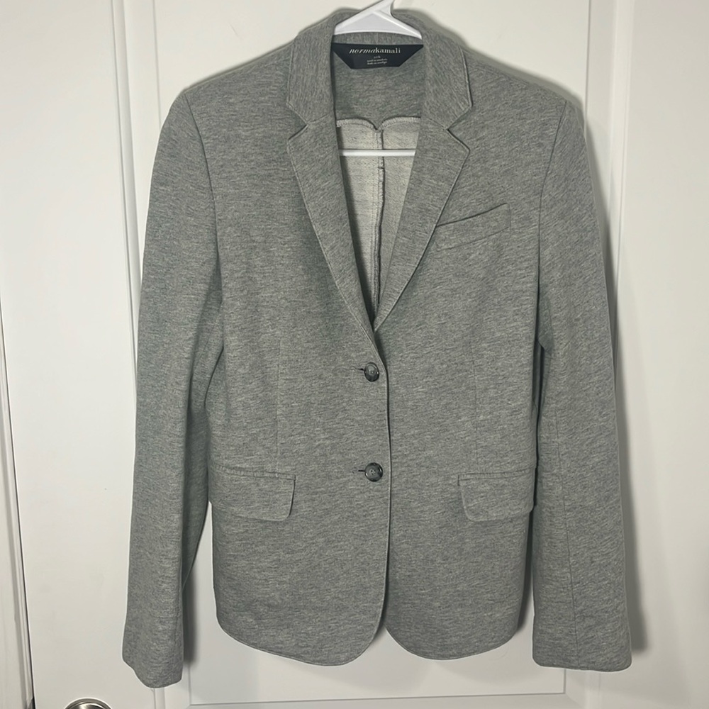 Norma Kamali Heather Gray Cotton Blazer Sz S
